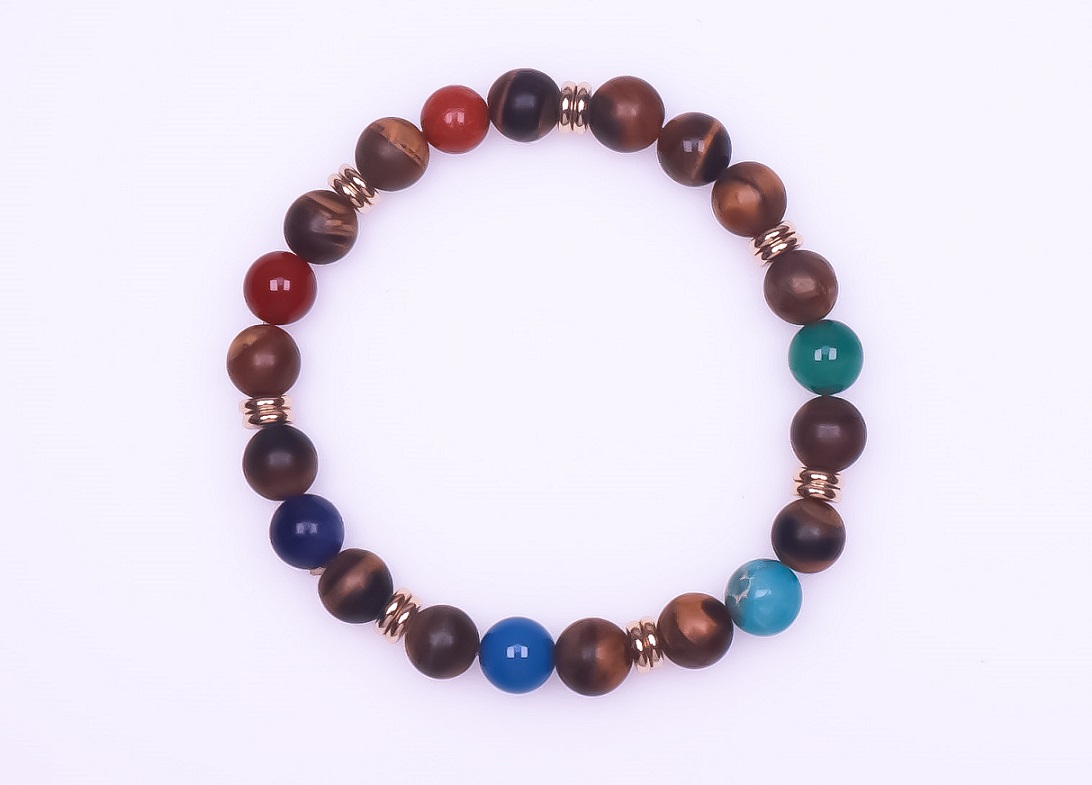 Gemstone Brass 18K Plated Stretch Bracelet