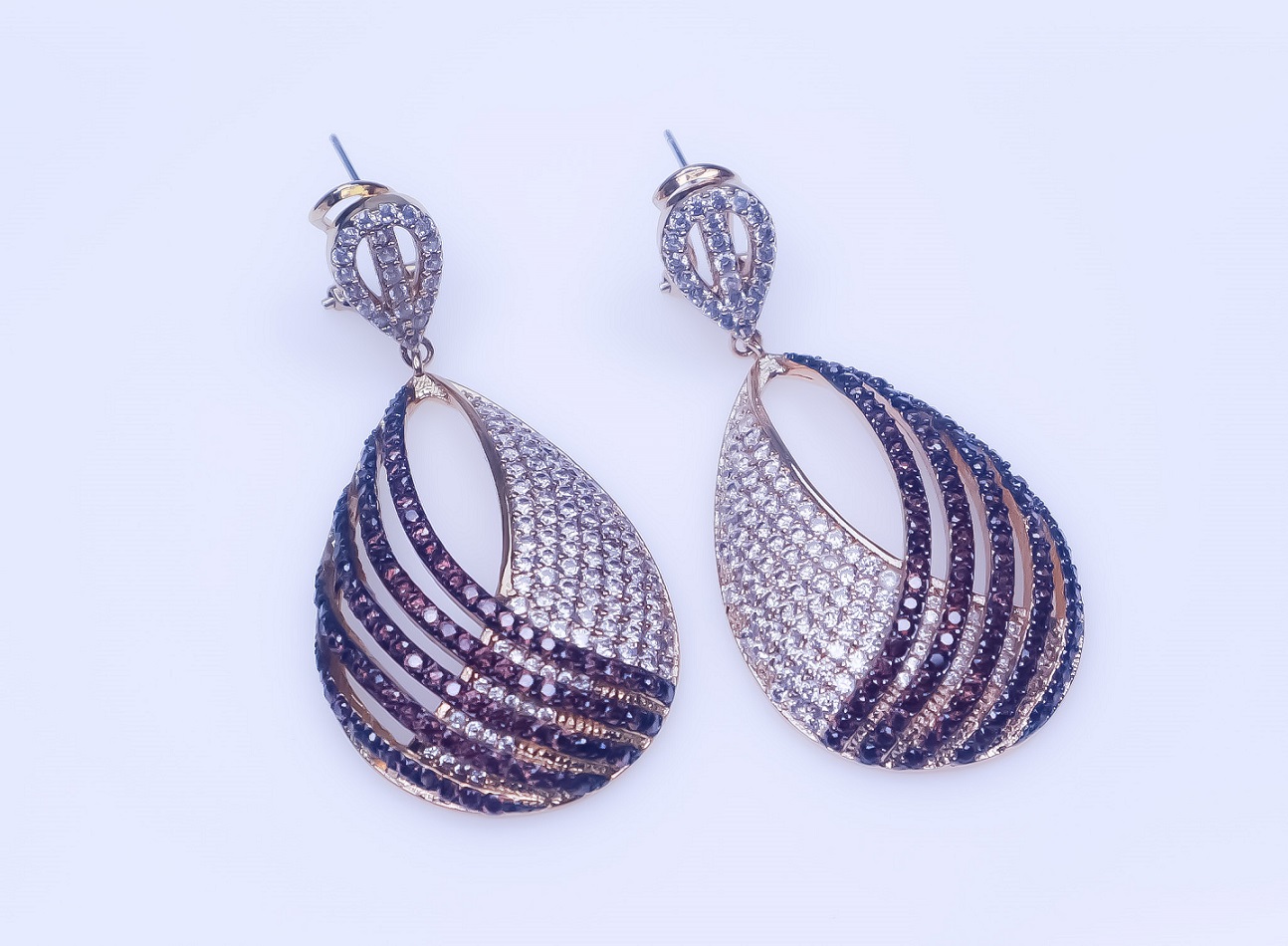 Brass 14K Gold Plated CZ Pear Shape Earrings