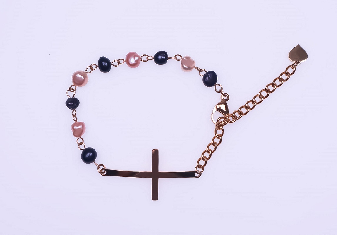 Stainless Steel FWP Gold Color Cross Bracelet