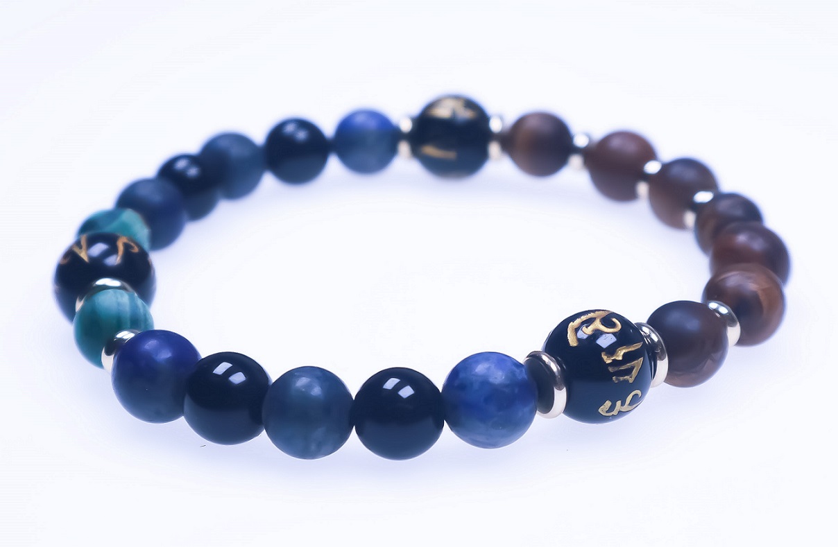 Gemstone Buddha Brass 18K Plated Stretch Bracelet